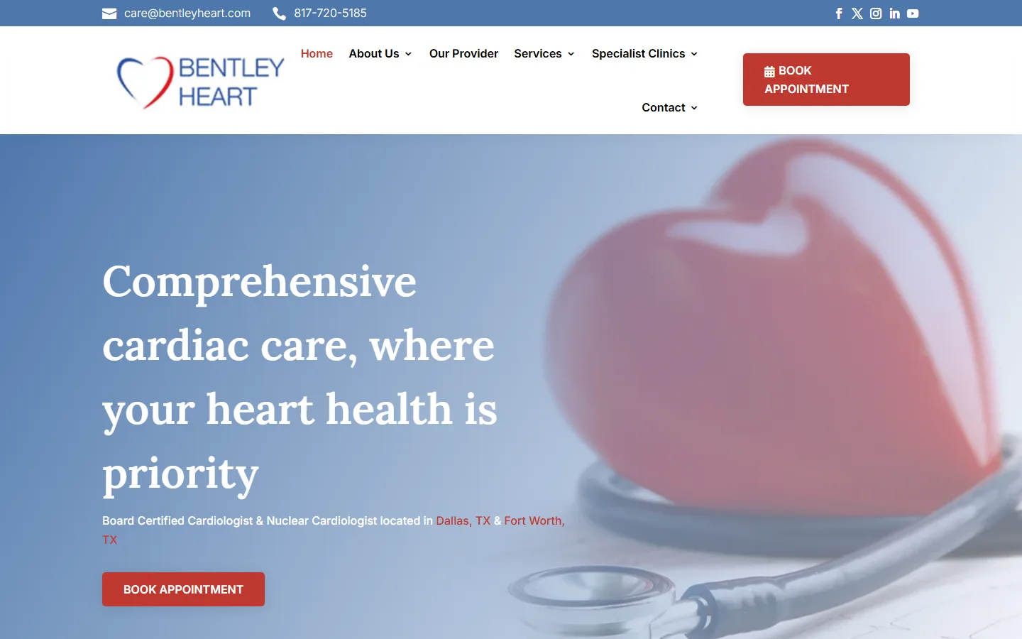 Bentley Heart website displayed on desktop