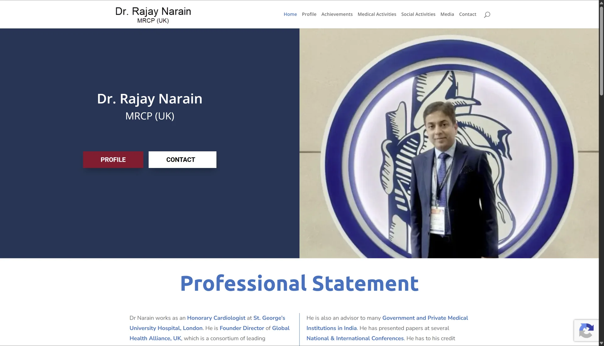 Dr Rajay Narain website displayed on desktop
