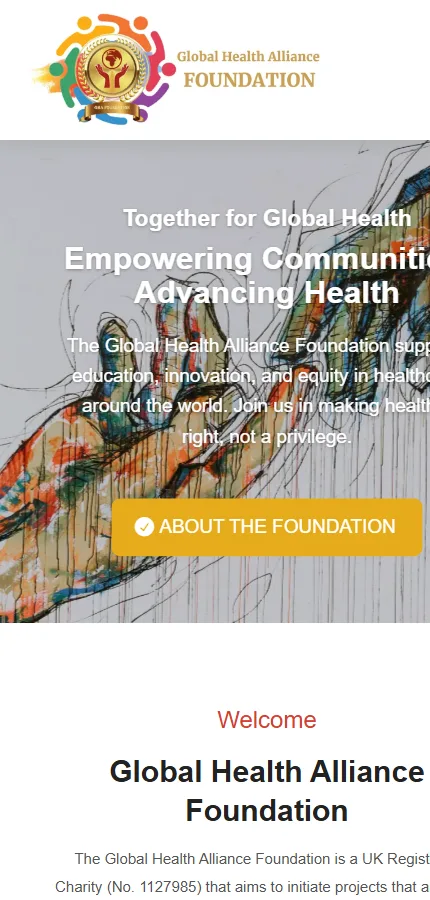 GHA Foundation homepage on mobile
