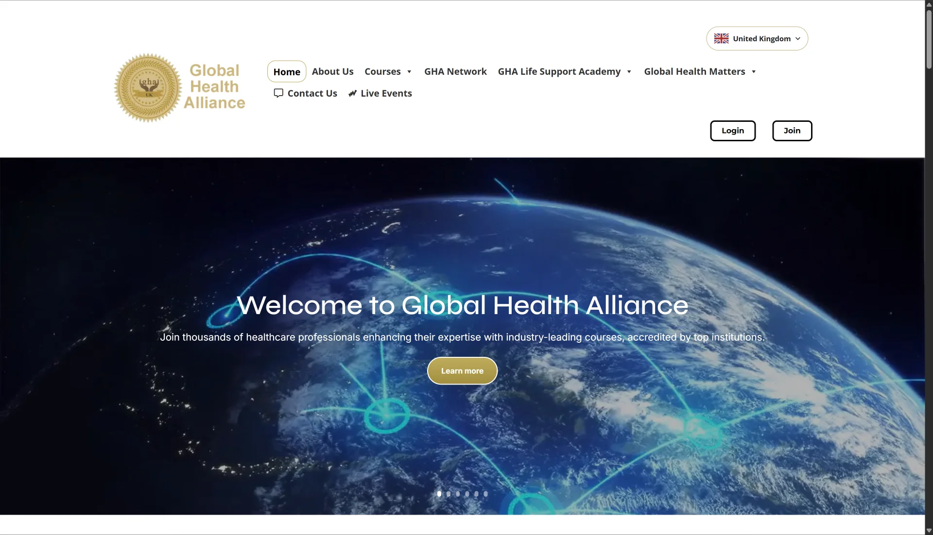 GHA Health UK website displayed on desktop