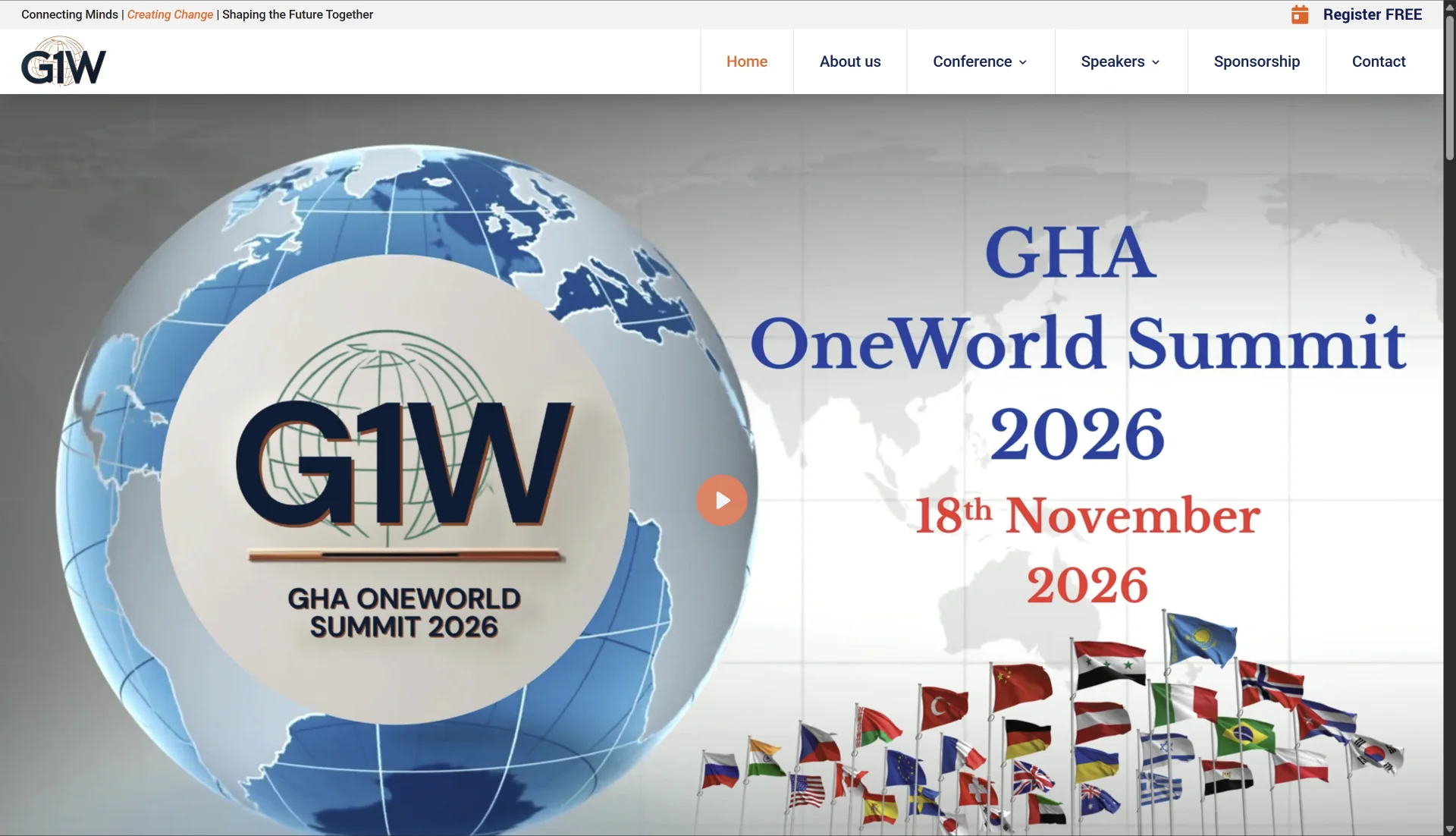 GHA One World website displayed on desktop