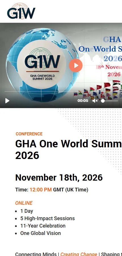 GHA One World homepage on mobile