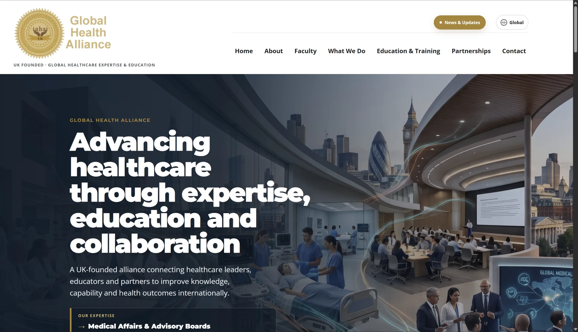Global Health Alliance website displayed on desktop