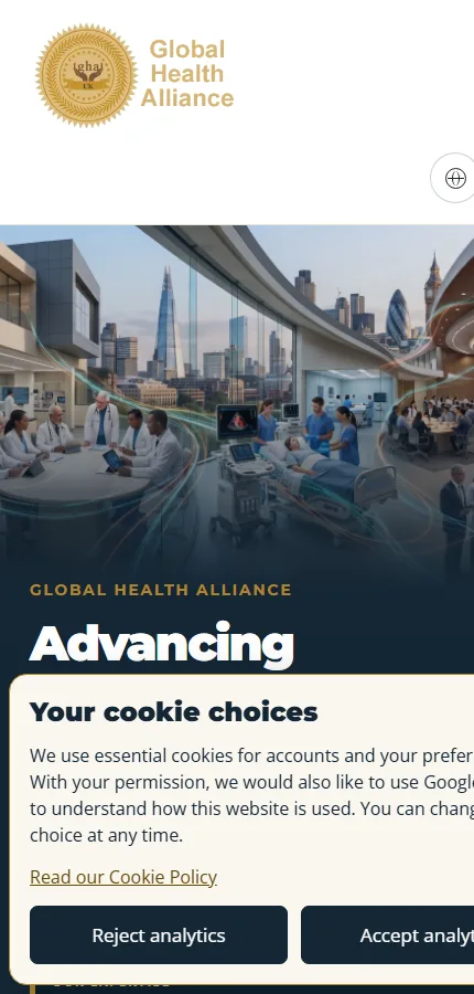Global Health Alliance homepage on mobile