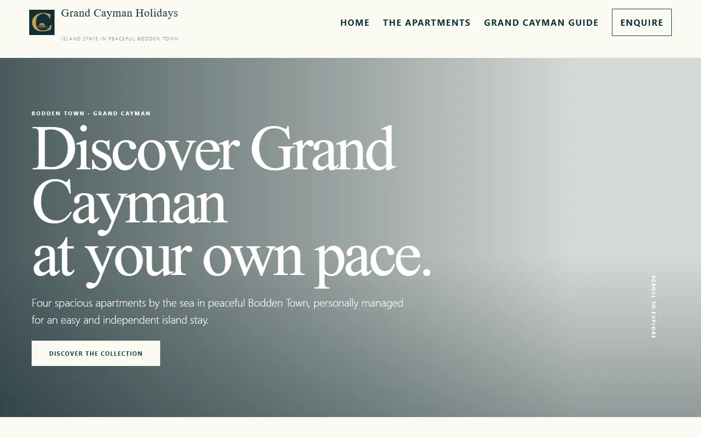 Grand Cayman Holidays website displayed on desktop