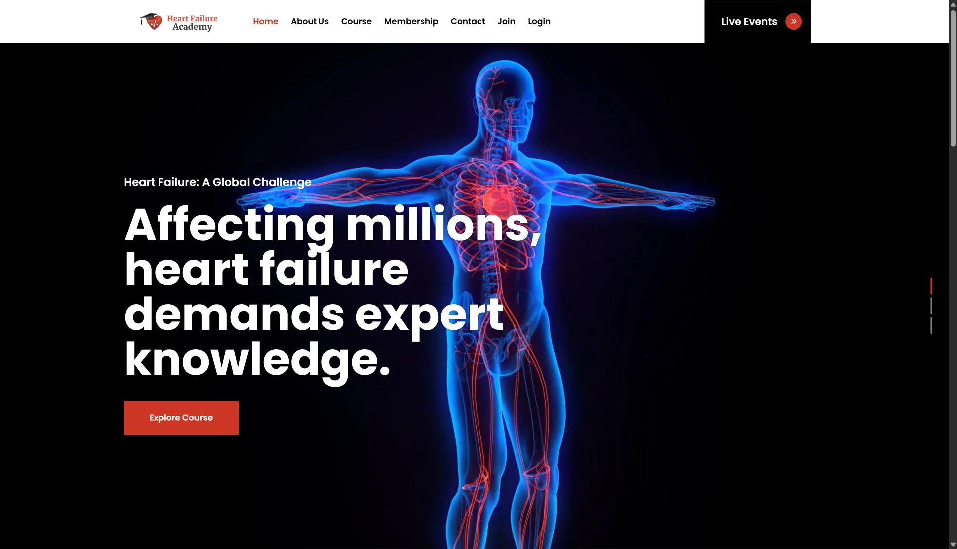Heart Failure Academy website displayed on desktop