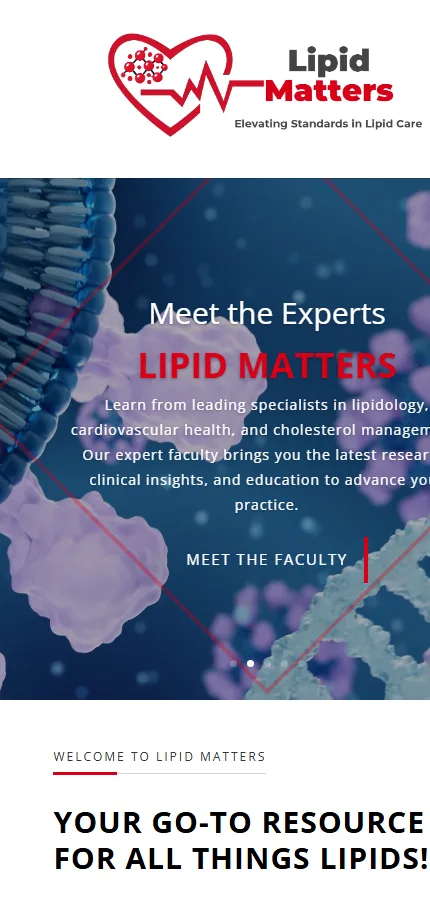 Lipid Matters homepage on mobile
