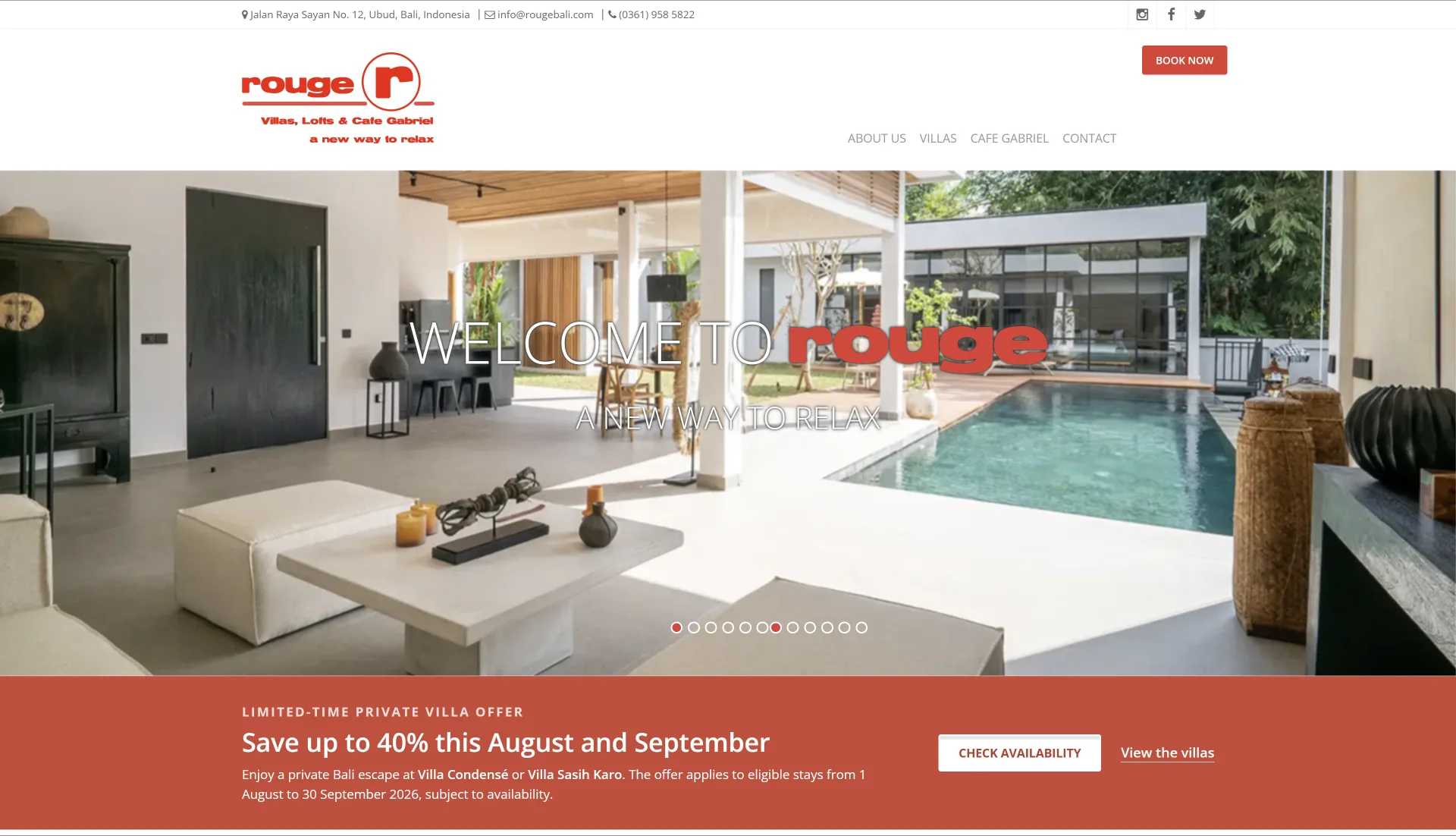 Rouge Bali website displayed on desktop