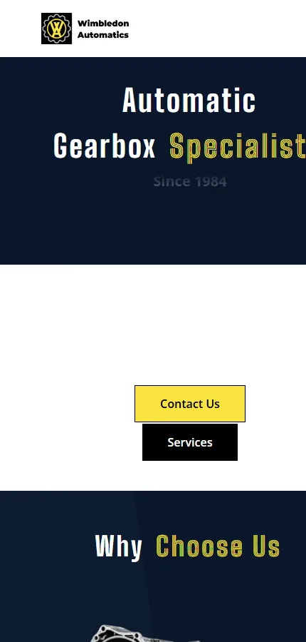 Wimbledon Automatics homepage on mobile