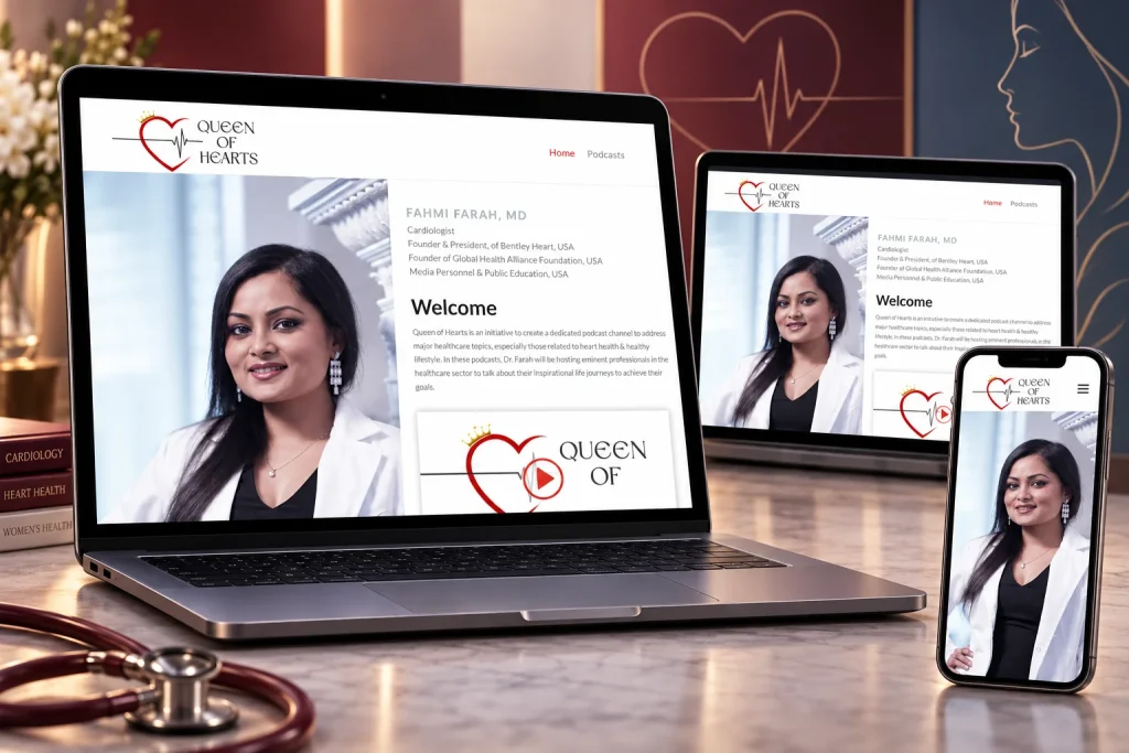 Fahmi Farah, MD website shown across laptop, desktop and mobile screens