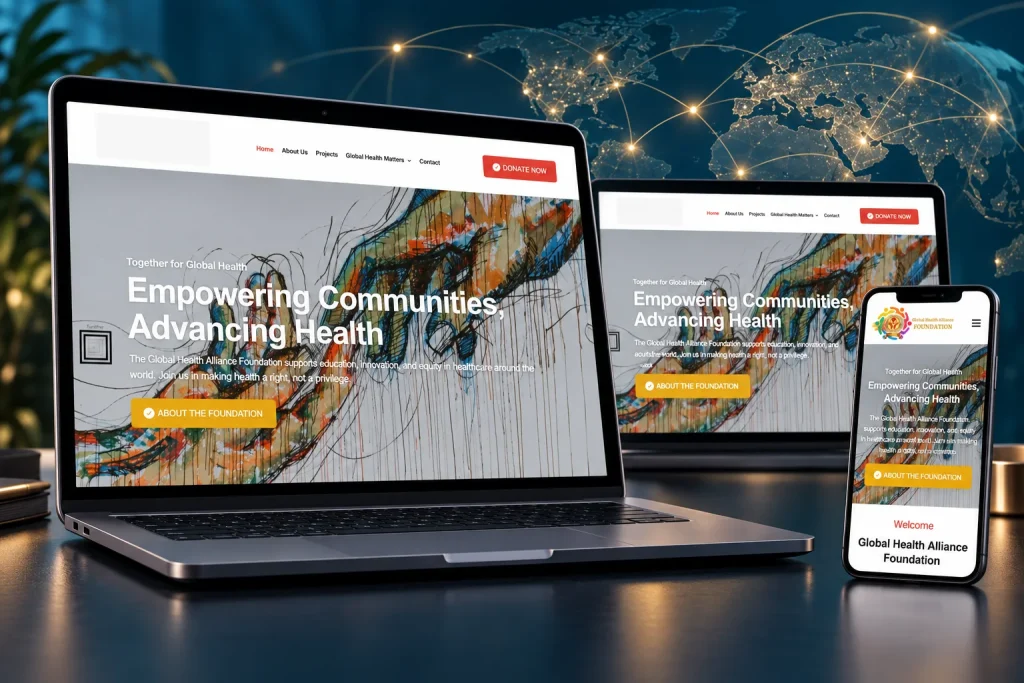 GHA Foundation website shown across laptop, desktop and mobile screens